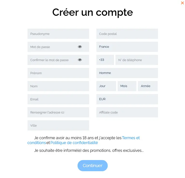 Proceso de registro LV Bet Casino
